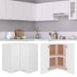 Armoire D'Angle De Cuisine Kalmar Blanc Brillant – Meuble D'Évier D'Angle Avec Espace De Rangement Optimal Et Pieds Réglables