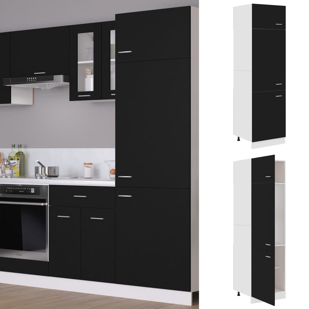 vidaXL Dulap pentru frigider, negru, 60 x 57 x 207 cm, PAL vidaXL imagine 2022