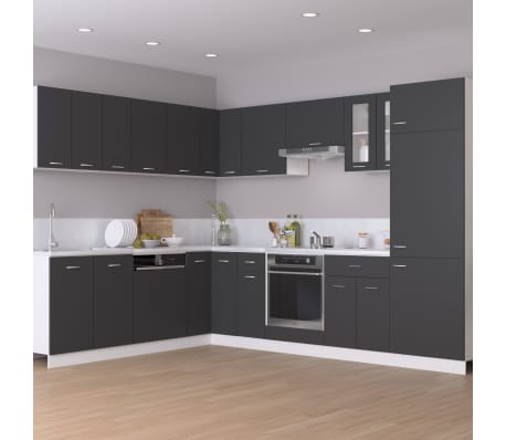 vidaXL Skap for kjøkkenskap grå 60x57x207 cm sponplate