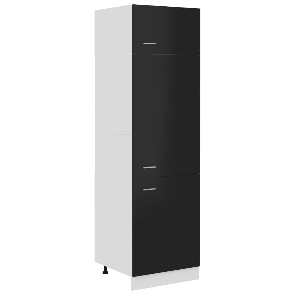 ledusskapja skapis, spīdīgi melns, 60x57x207 cm, skaidu plāksne | Stepinfit.lv