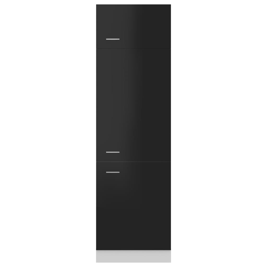 ledusskapja skapis, spīdīgi melns, 60x57x207 cm, skaidu plāksne | Stepinfit.lv