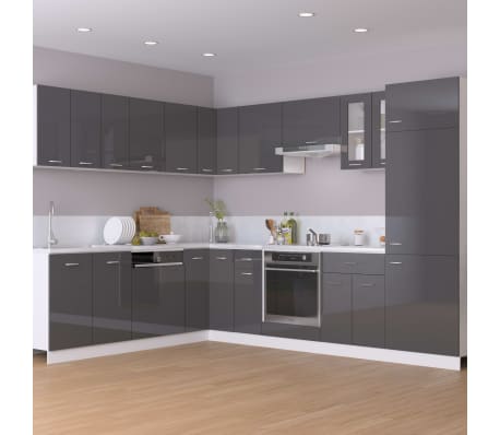 vidaXL Refrigerator Cabinet High Gloss Grey 60x57x207 cm Engineered Wood