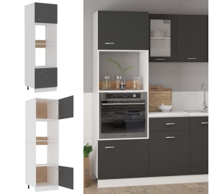 vidaXL Microwave Cabinet Grey 60x57x207 cm Engineered Wood