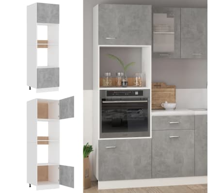 vidaXL Microwave Cabinet Concrete Grey 60x57x207 cm Engineered Wood