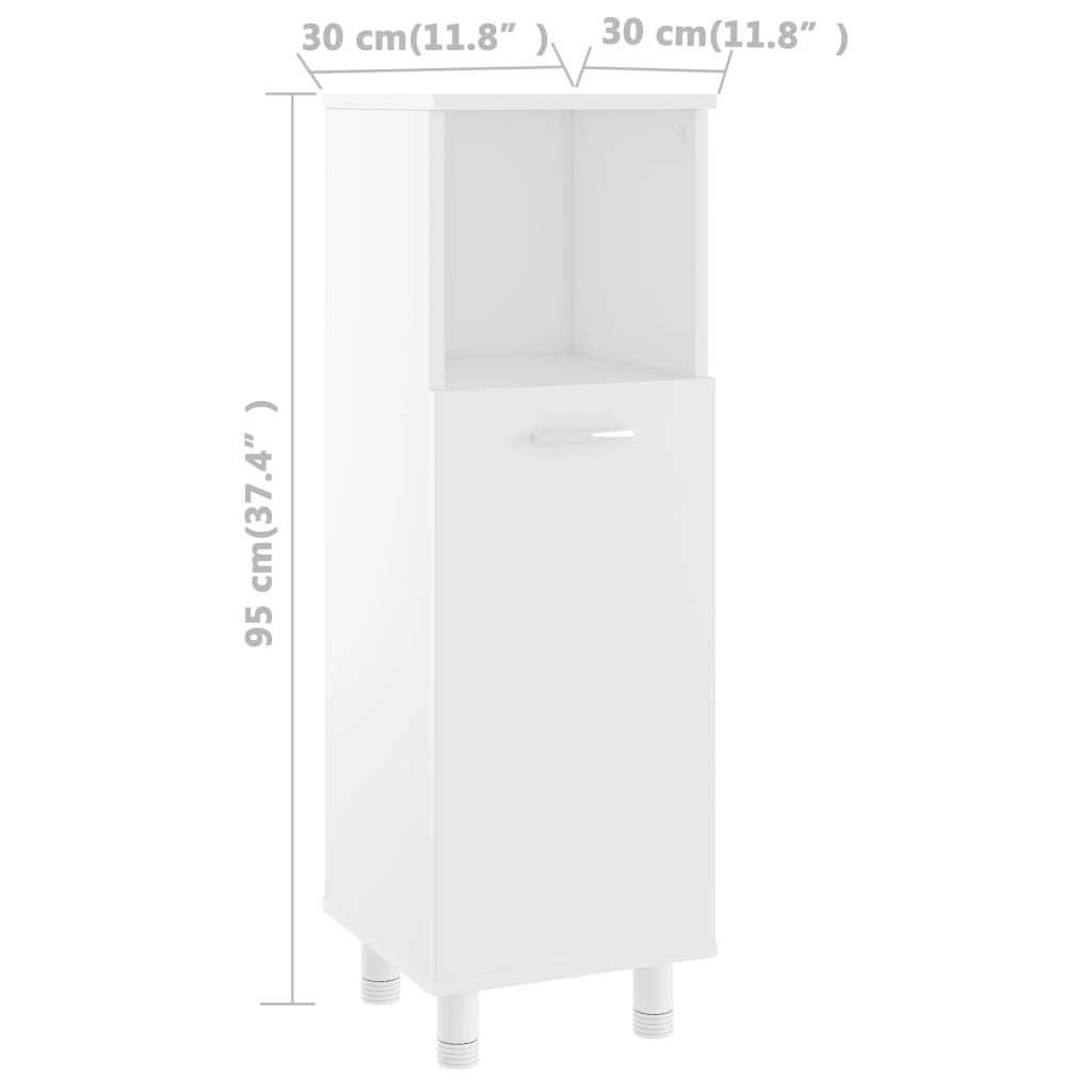 Badezimmerschrank Weiß 30x30x95 cm Spanplatte