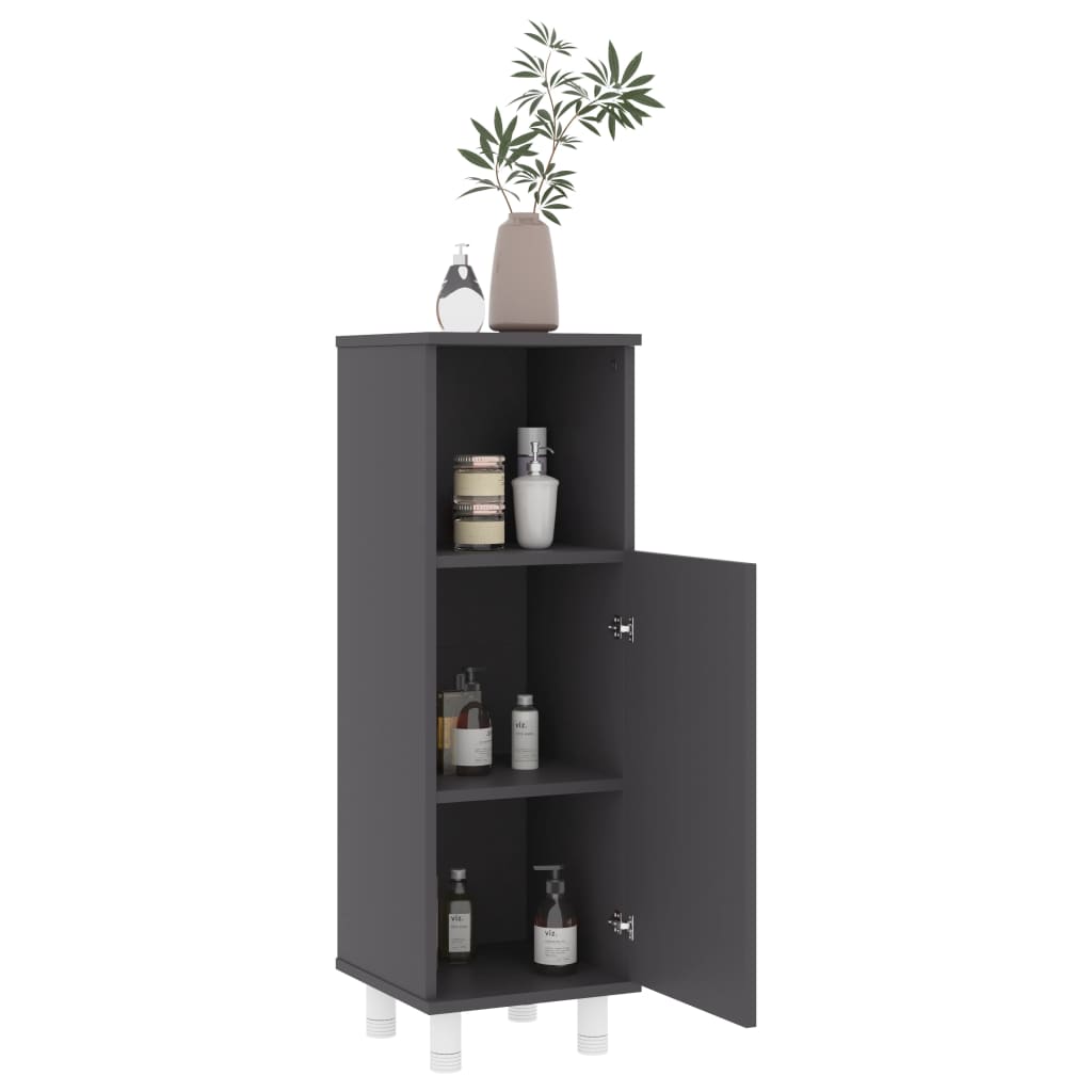 vidaXL Mobile da Bagno Grigio 30x30x95 cm in Legno Multistrato