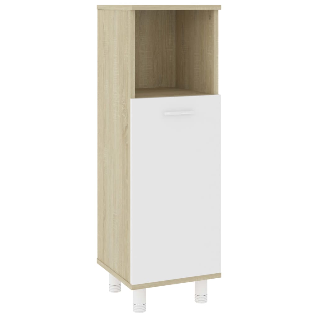 

vidaXL Bathroom Cabinet White and Sonoma Oak 11.8"x11.8"x37.4" Engineered Wood