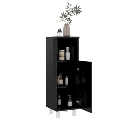 vidaXL Skrinka do kúpeľne, lesklá čierna 30x30x95 cm, kompozitné drevo