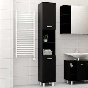 vidaXL Bathroom Cabinet Black 30x30x179 cm Engineered Wood