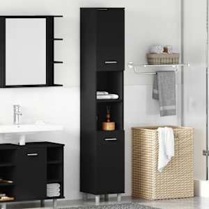 Kopalniška omarica črna 30x30x179 cm iverna plošča
