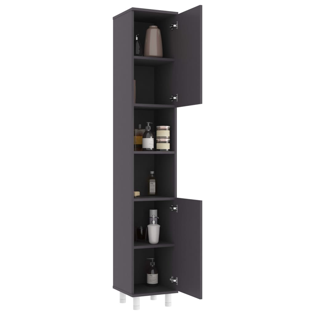 

vidaXL Badkamerkast 30x30x179 cm spaanplaat grijs