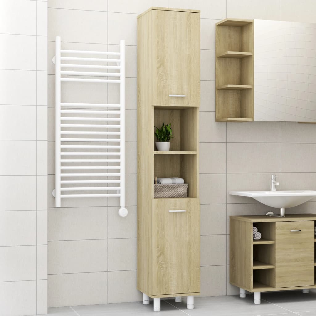 vidaXL Badezimmerschrank Sonoma-Eiche 30x30x179 cm Holzwerkstoff