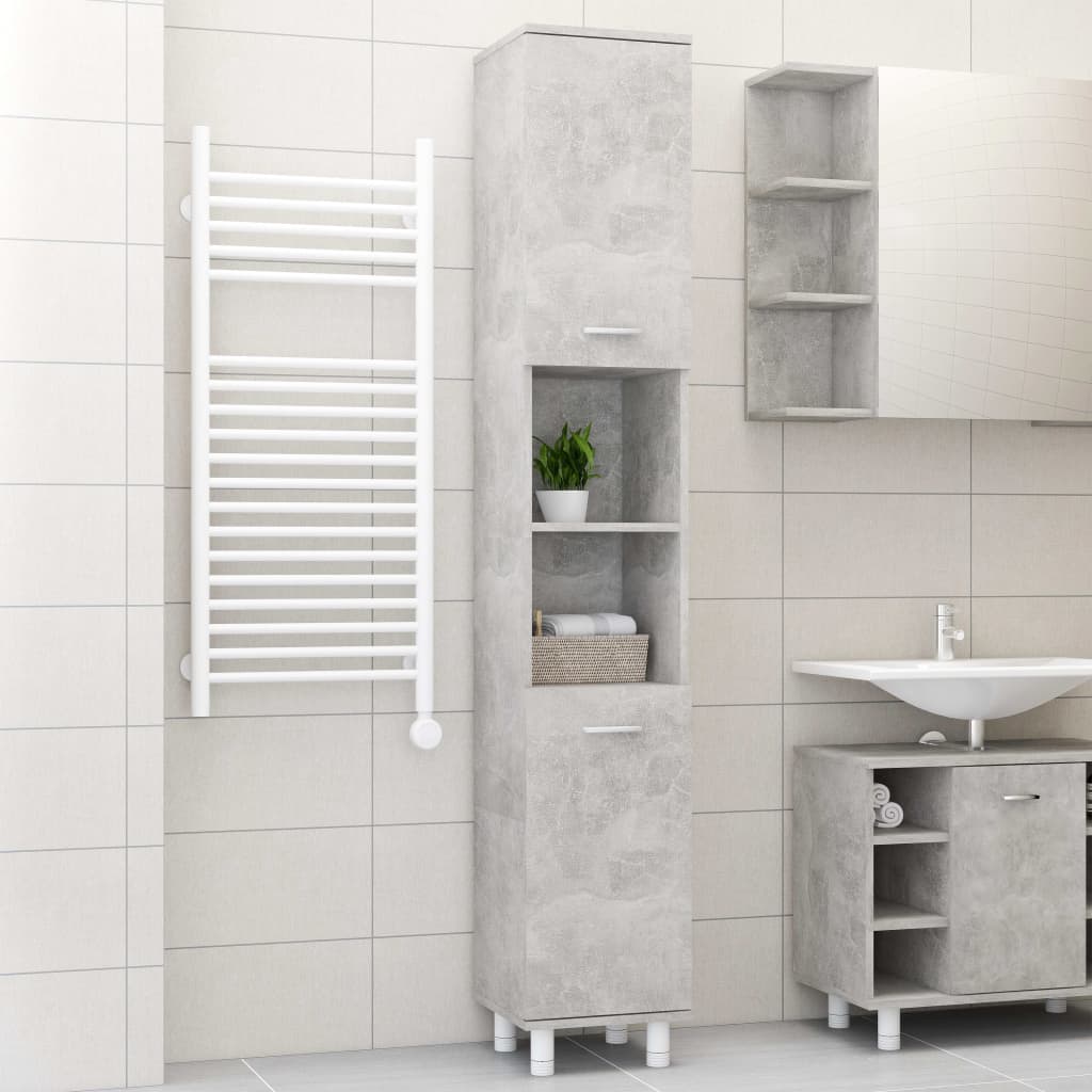 vidaXL badeværelsesskab 30x30x179 cm spånplade betongrå