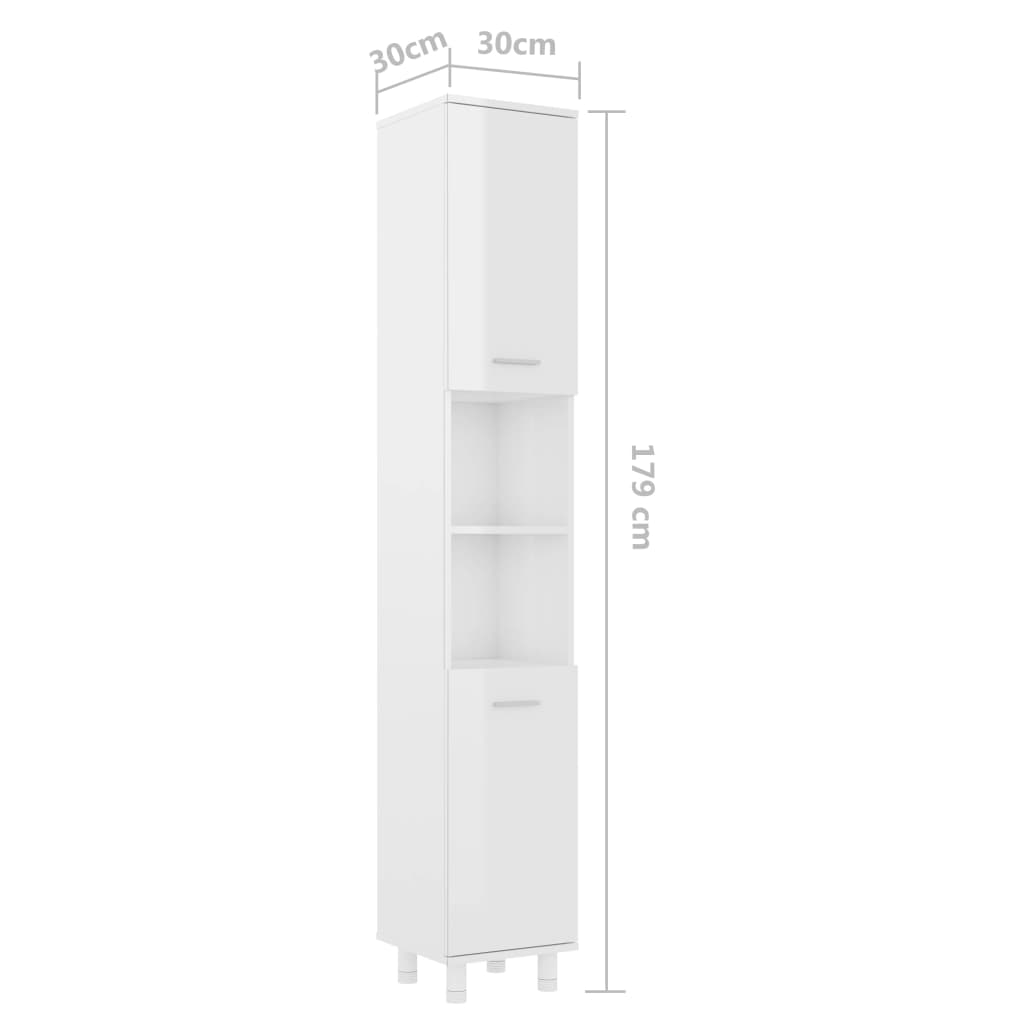 Badezimmerschrank Hochglanz-Weiß 30x30x179 cm Spanplatte