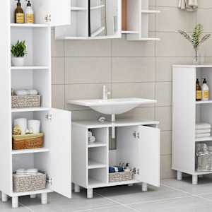 vidaXL Bathroom Cabinet White 60x32x53.5 cm Engineered Wood