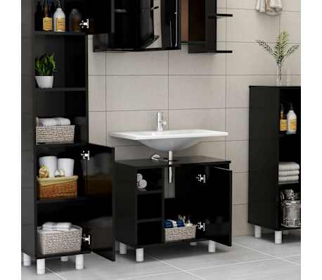 vidaXL Armoire de salle de bain Noir 60x32x53,5 cm Bois d'ing&eacute;nierie