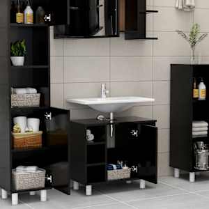 vidaXL Armoire de salle de bain Noir 60x32x53,5 cm Bois d'ing&eacute;nierie