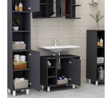 vidaXL Baderomsskap grå 60x32x53,5 cm sponplate