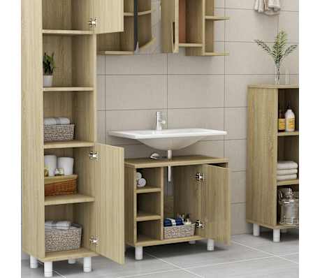 vidaXL Armoire de salle de bain Ch&ecirc;ne sonoma Bois d'ing&eacute;nierie