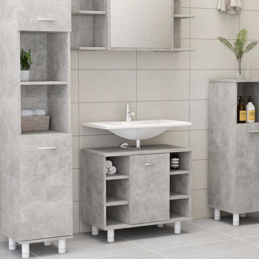 vidaXL badeværelsesskab 60x32x53,5 cm spånplade betongrå