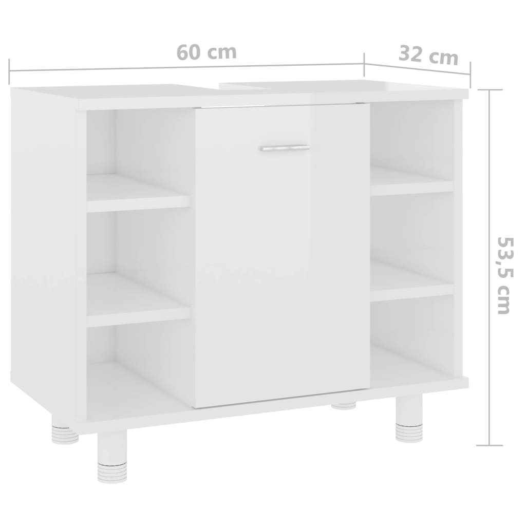 Badezimmerschrank Hochglanz-Weiß 60x32x53,5 cm Spanplatte