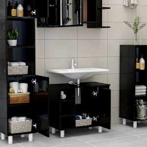 vidaXL Ντουλάπι Νιπτήρα Γυαλιστερό Μαύρο 60x32x53,5 εκ. Μοριοσανίδα