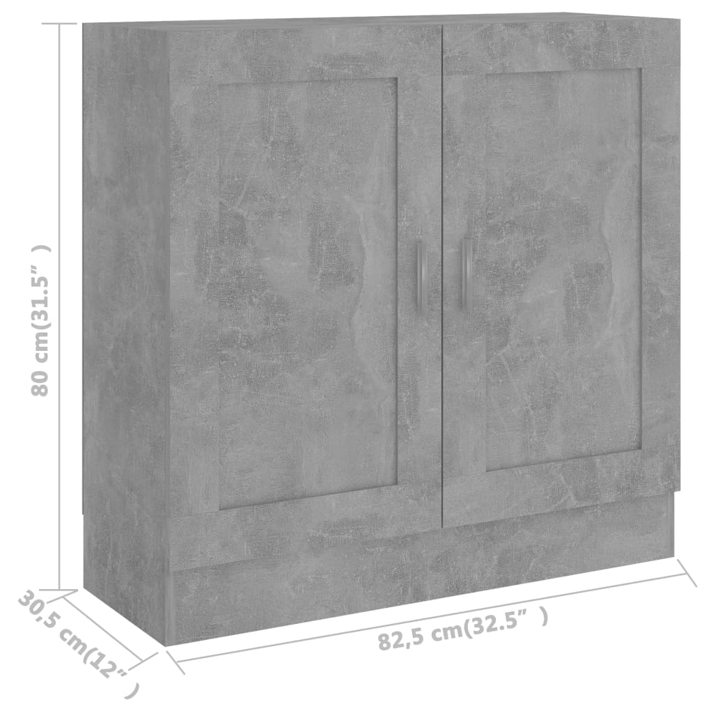  Knižnica, betónovo sivá 82,5x30,5x80 cm, drevotrieska