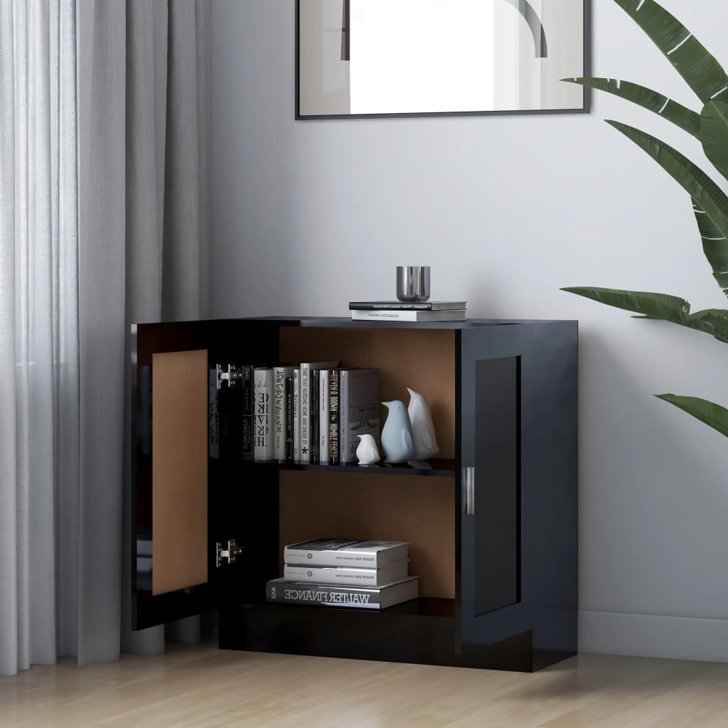vidaXL Book Cabinet High Gloss Black 82.5x30.5x80 cm Engineered Wood