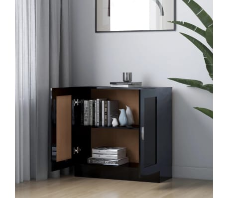 vidaXL Book Cabinet High Gloss Black 82.5x30.5x80 cm Engineered Wood