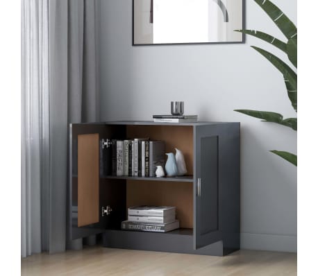 vidaXL Book Cabinet High Gloss Grey 82.5x30.5x80 cm Engineered Wood