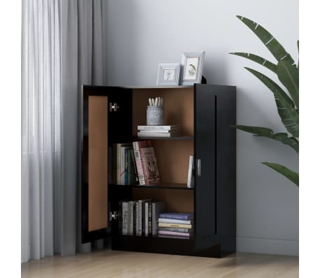vidaXL Book Cabinet Black 32.5"x12"x45.3" Engineered Wood