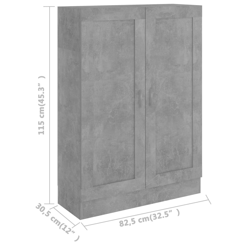 Bücherschrank Betongrau 82,5×30,5×115 cm Spanplatte
