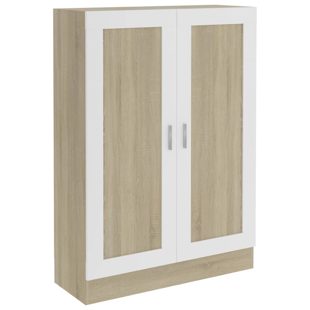 

vidaXL Book Cabinet White and Sonoma Oak 32.5"x12"x45.3" Engineered Wood