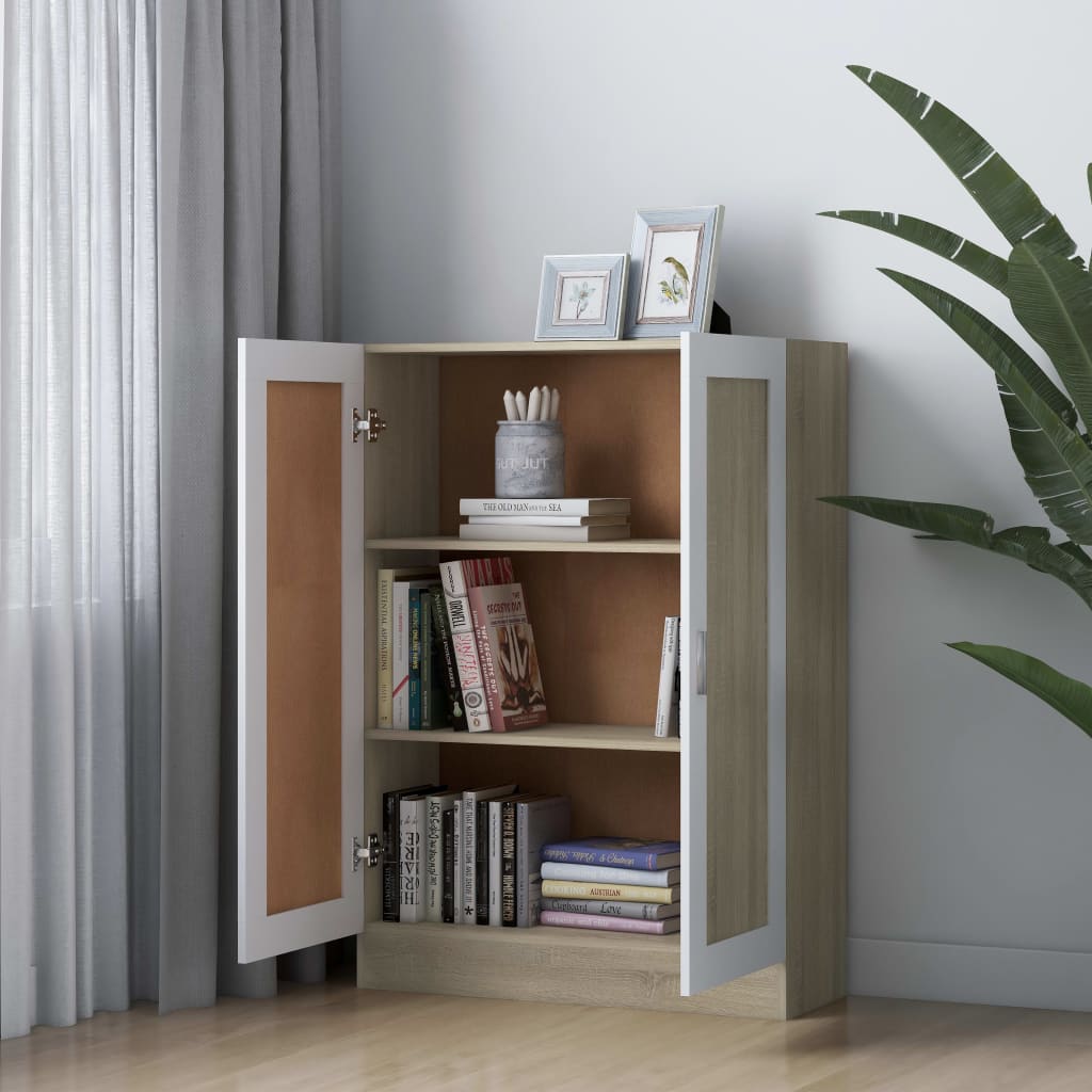

vidaXL Boekenkast 82,5x30,5x115 cm spaanplaat wit sonoma eikenkleurig