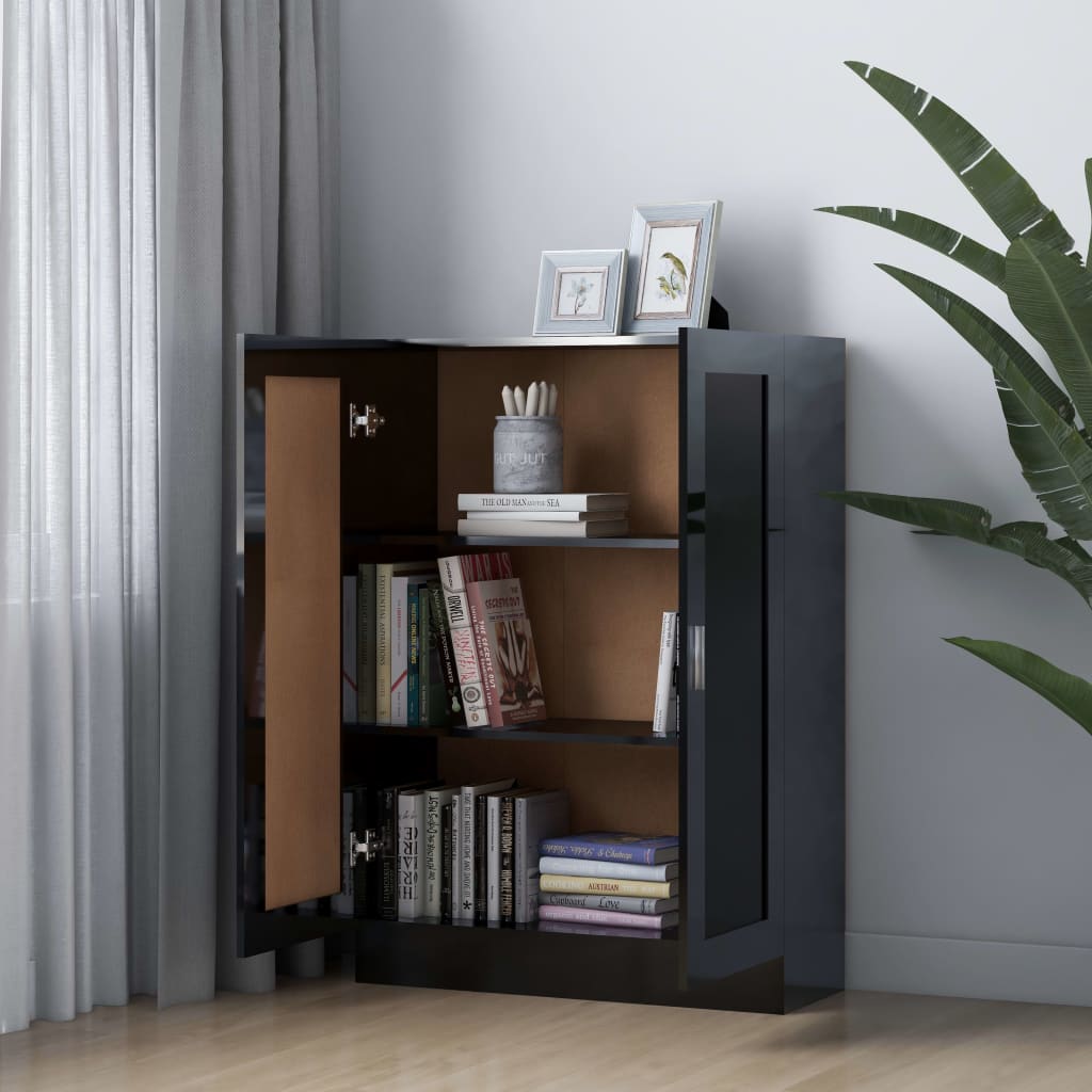 

vidaXL Boekenkast 82,5x30,5x115 cm spaanplaat hoogglans zwart