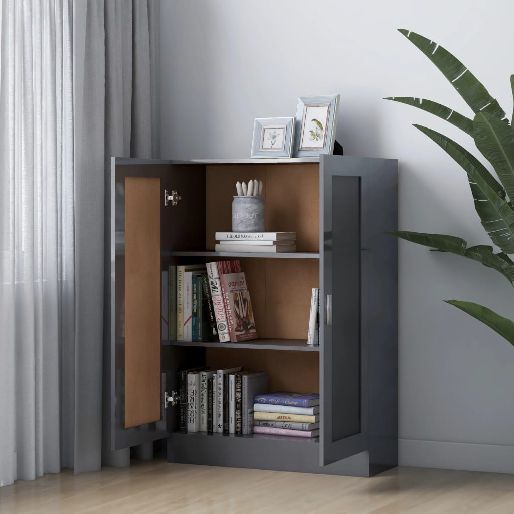 

vidaXL Boekenkast 82,5x30,5x115 cm spaanplaat hoogglans grijs