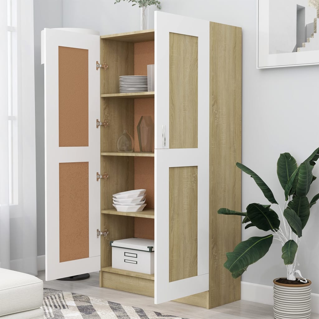 

vidaXL Boekenkast 82,5x30,5x150 cm bewerkt hout wit sonoma eikenkleur