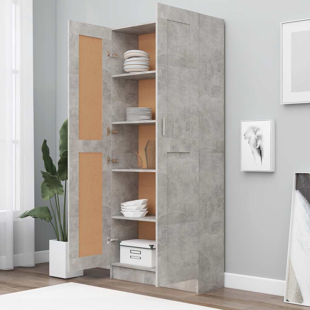 vidaXL Boekenkast 82,5x30,5x185,5 cm bewerkt hout betongrijs afbeelding