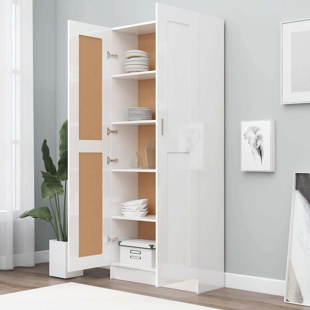 Thumbnail - vidaXL Bücherschrank Hochglanz-Weiß 82,5x30,5x185,5 cm Holzwerkstoff