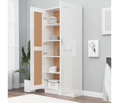 vidaXL Biblioth&egrave;que Blanc brillant 82,5x30,5x185,5cm Bois d'ing&eacute;nierie