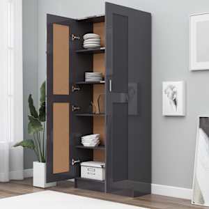 vidaXL Bokhylle høyglans grå 82,5x30,5x185,5 cm konstruert tre