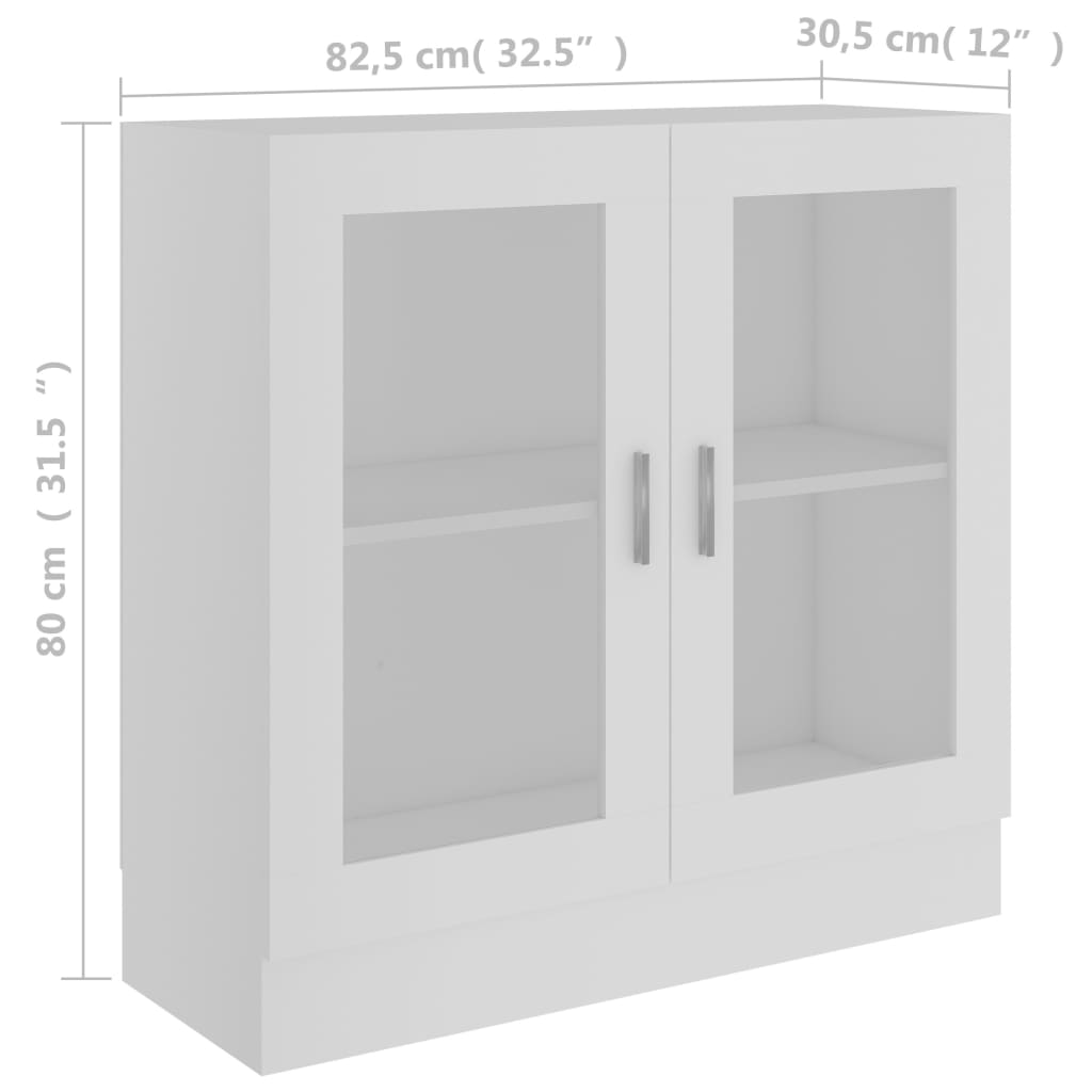 Vitrina bela 82,5x30,5x80 cm iverna plošča