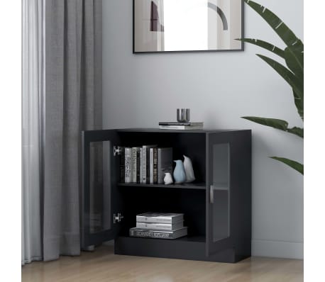 vidaXL Vitrinekast 82,5x30,5x80 cm bewerkt hout grijs