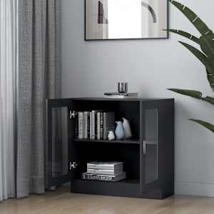 vidaXL Vitrinekast 82,5x30,5x80 cm bewerkt hout grijs