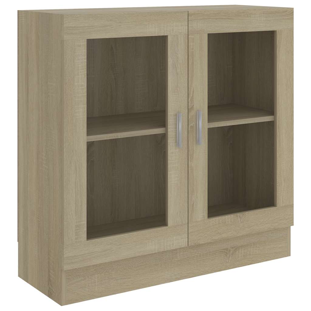 vidaXL Prosklená skříň dub sonoma 82,5 x 30,5 x 80 cm kompozitní dřevo