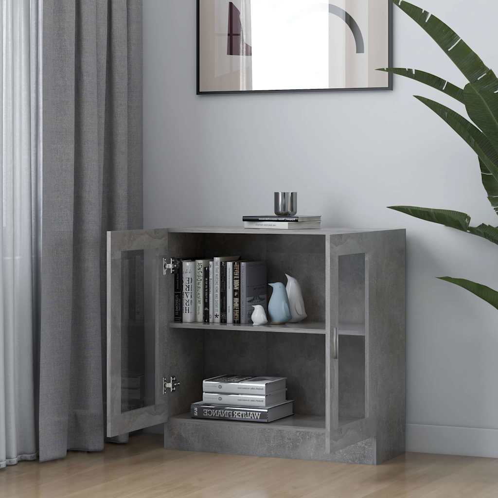 

vidaXL Vitrinekast 82,5x30,5x80 cm spaanplaat betongrijs