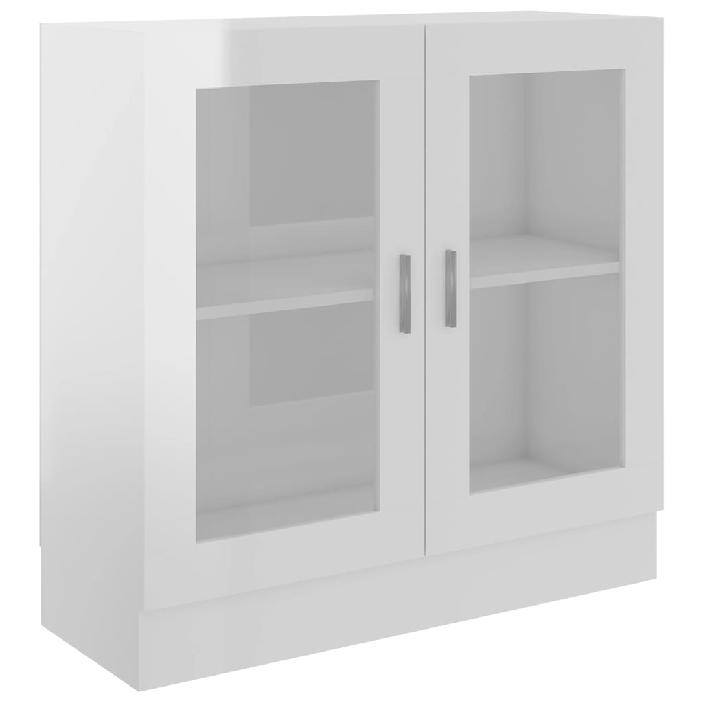 vidaXL Prosklená skříň bílá lesklá 82,5x30,5x80 cm kompozitní dřevo