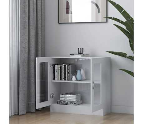 vidaXL Βιτρίνα Γυαλιστερό Λευκό 82,5 x 30,5 x 80 εκ. Επεξ. Ξύλο