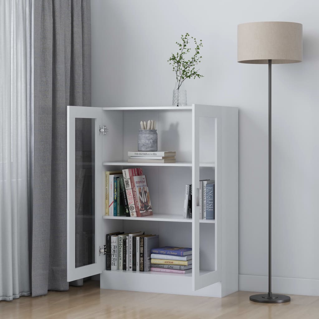 vidaXL Vitrína, biela 82,5x30,5x115 cm, kompozitné drevo