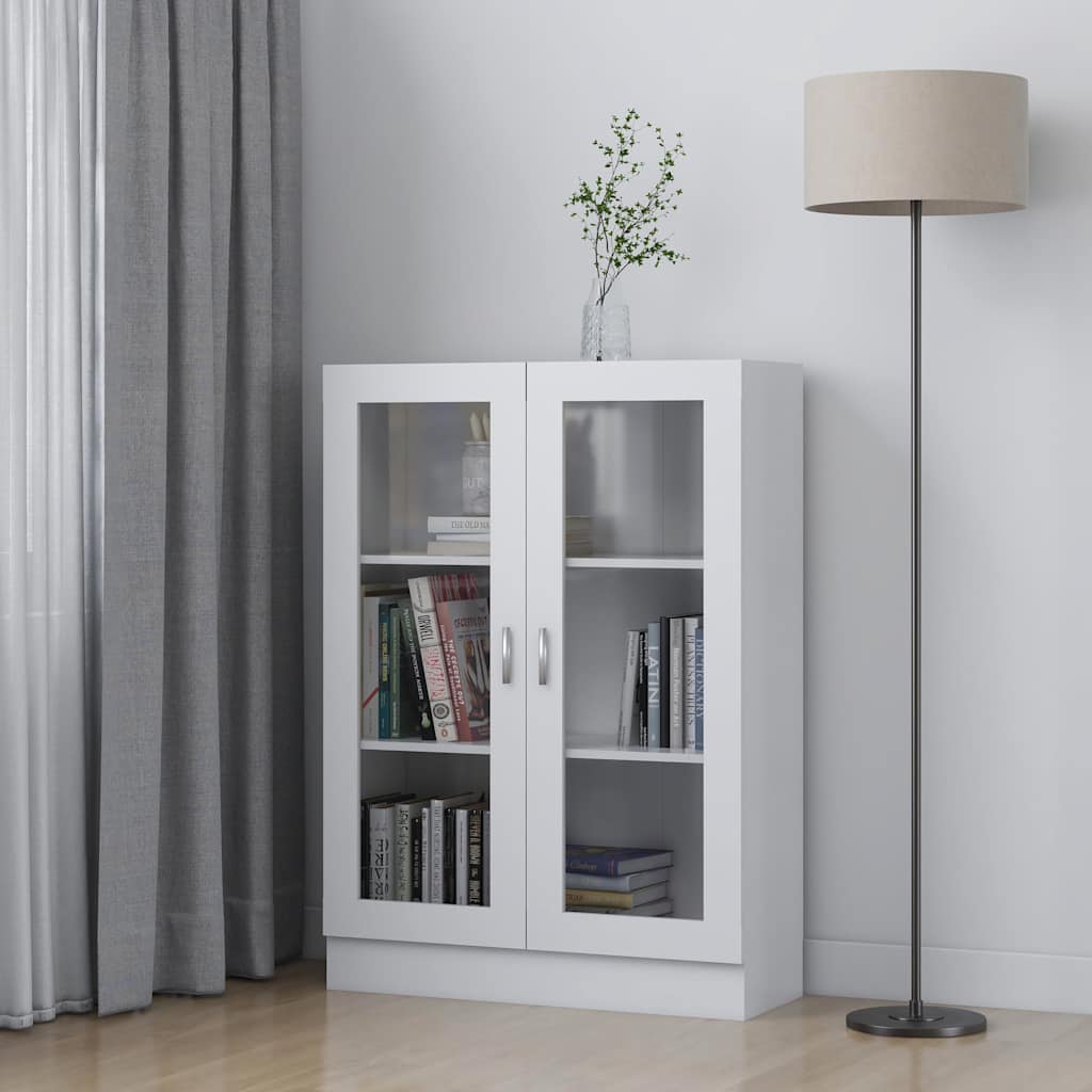 vidaXL Witryna, biaa, 82,5x30,5x115 cm, materia drewnopochodny